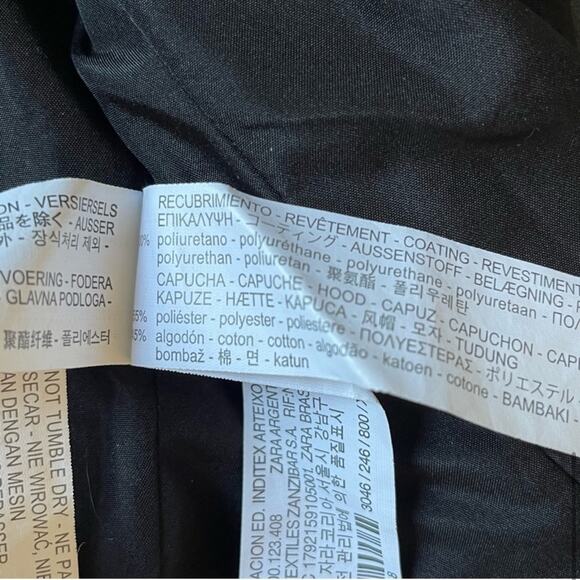 Zara Moto Distressed Faux Leather Studded Jacket with Sweatshirt Hood XS Black - Picture 10 of 16